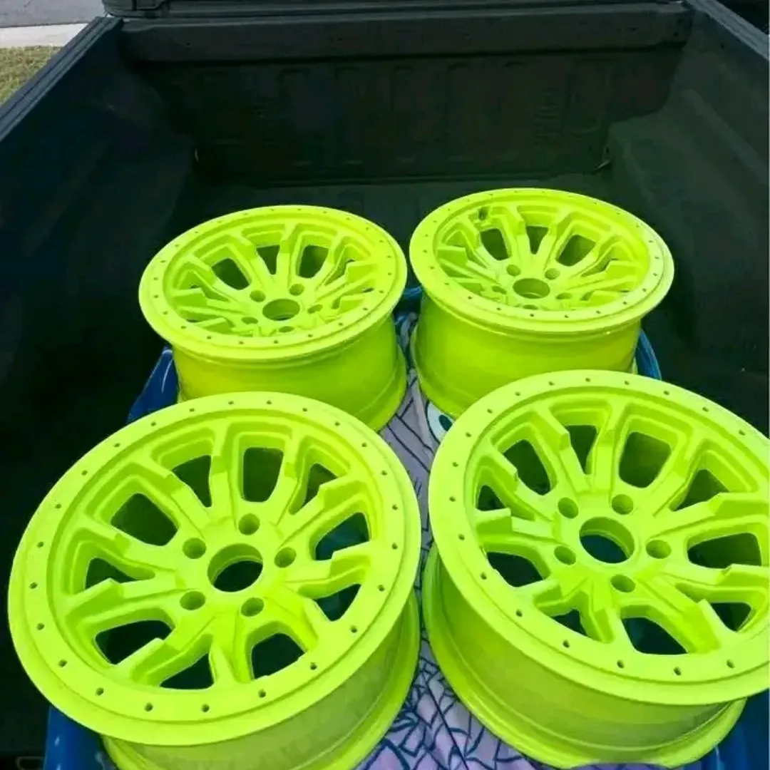 Dirty Life DT-1 Beadlock Wheels (Neon Powder Coat) with Mickey Thompson Baja Boss 40” Tires – Set + Spare
